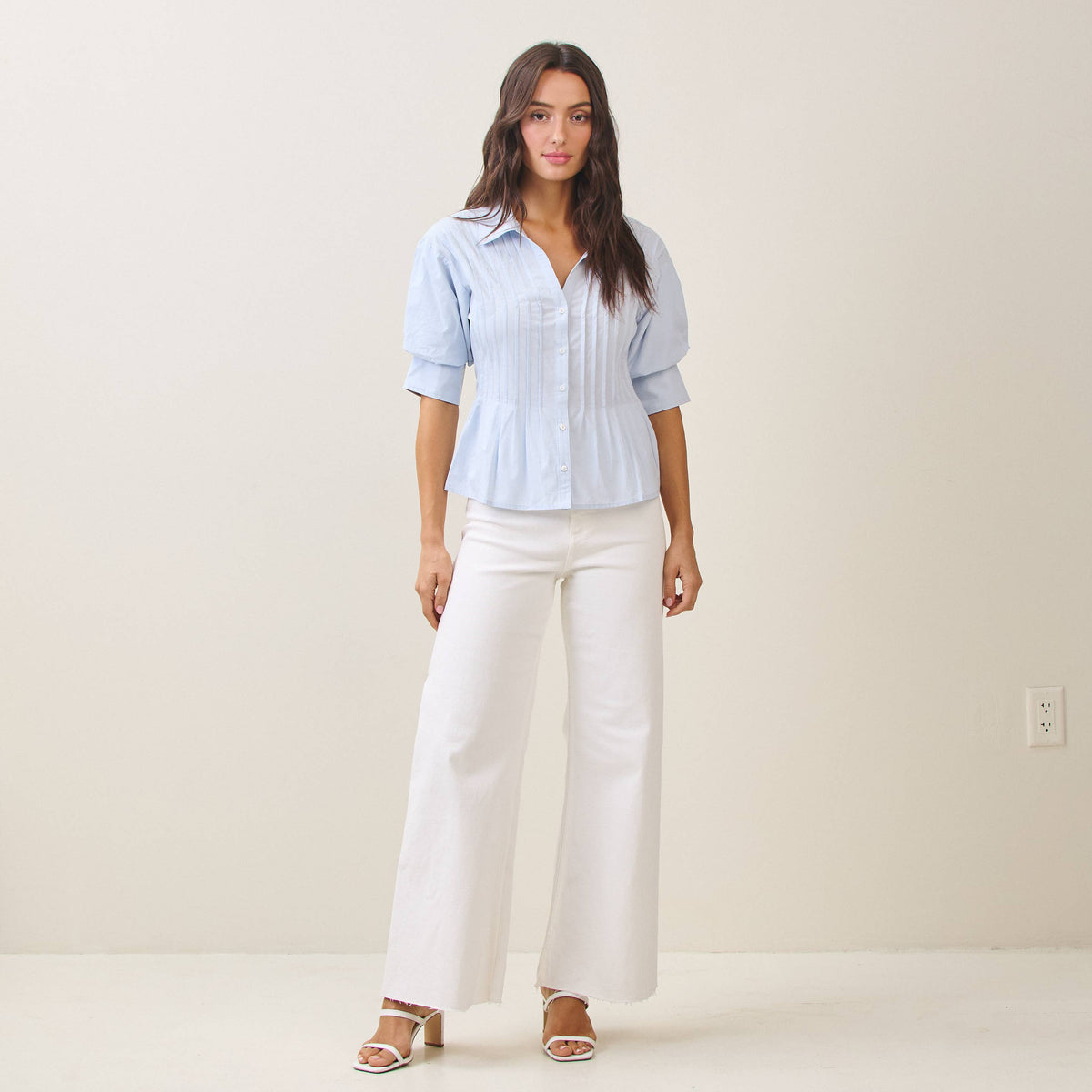 Short Sleeve Pintuck Shirt