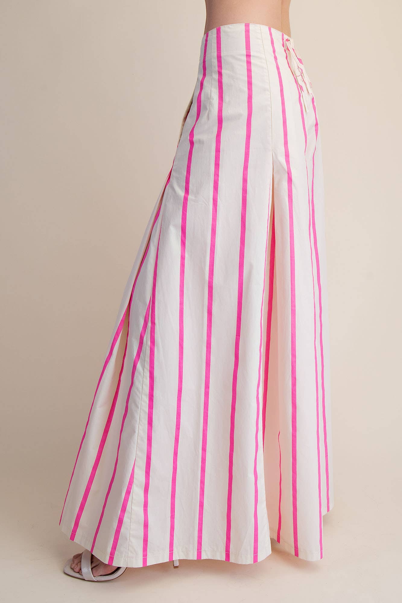 High Waist Wide-Leg Pink Stripe Pants