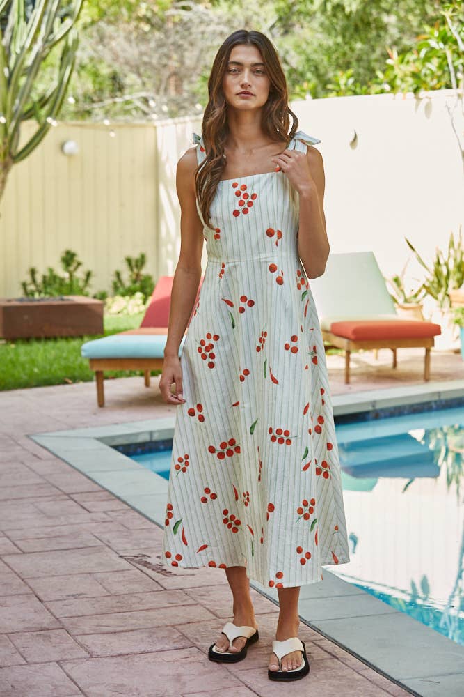 Veggie Print Sleeveless Maxi