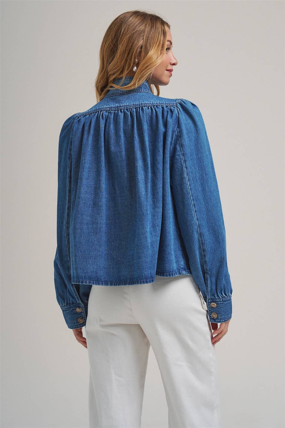 Button Front Denim Collared Jacket