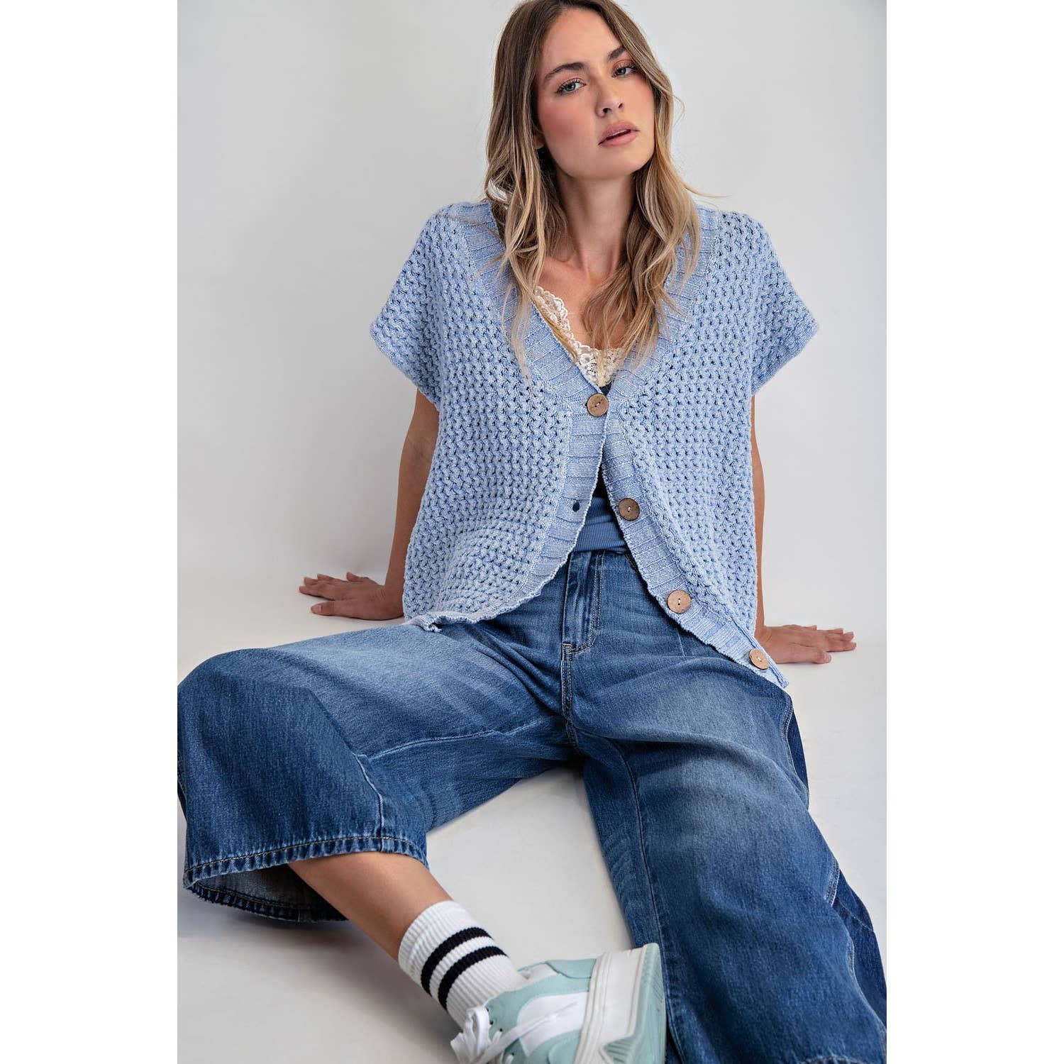 Mixed Denim Barrel Jeans