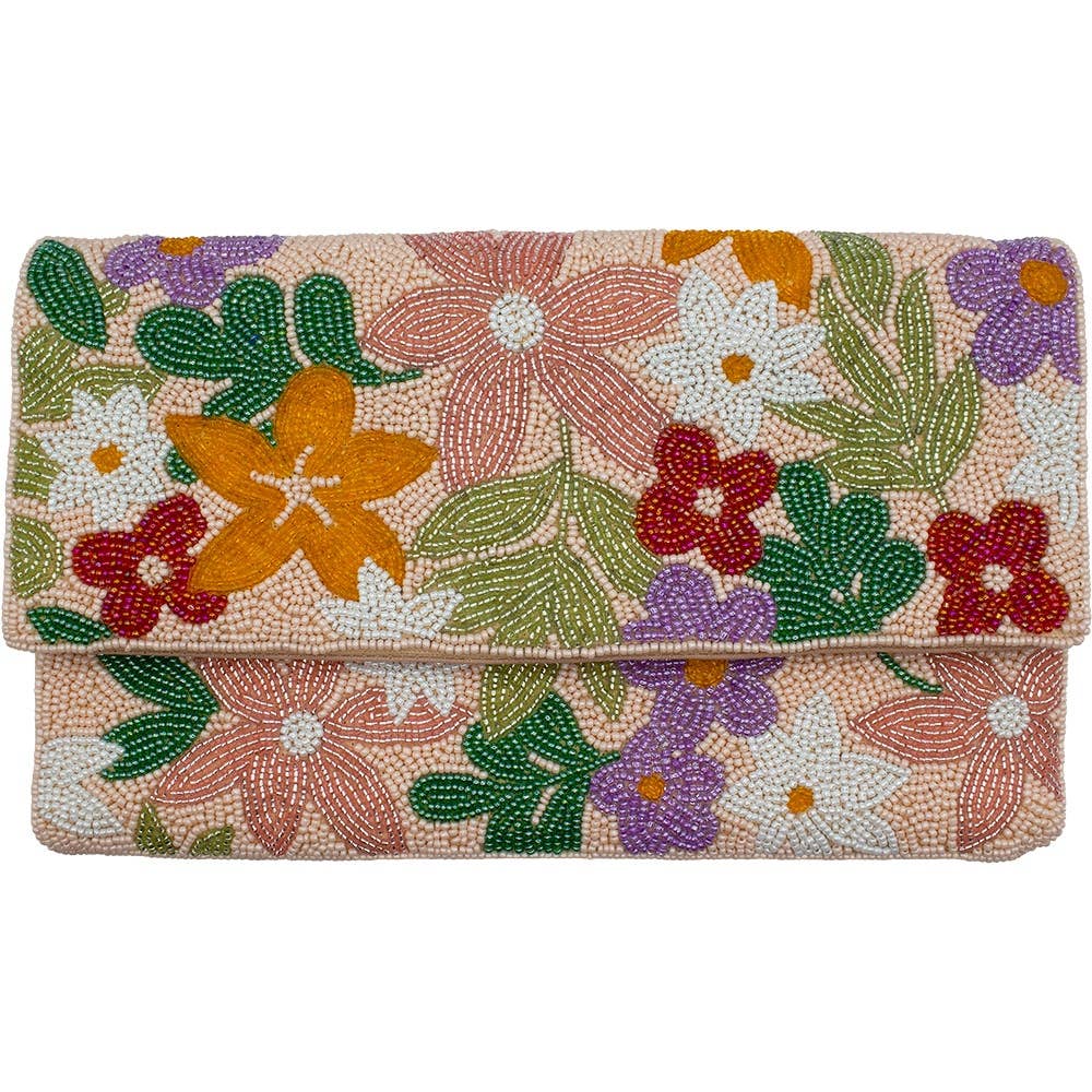 Floral Bouquet Beaded Clutch