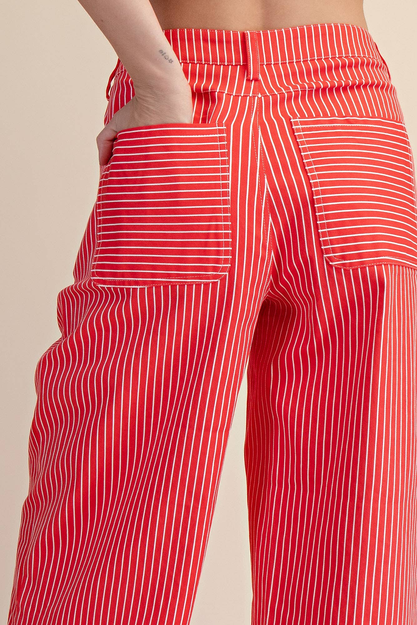 High Waist Barrel Leg Stripe Pants