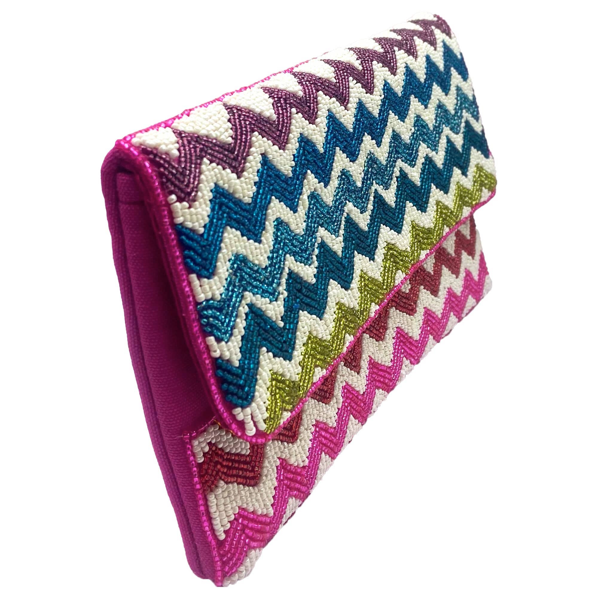 Chevron Rainbow Beaded Clutch
