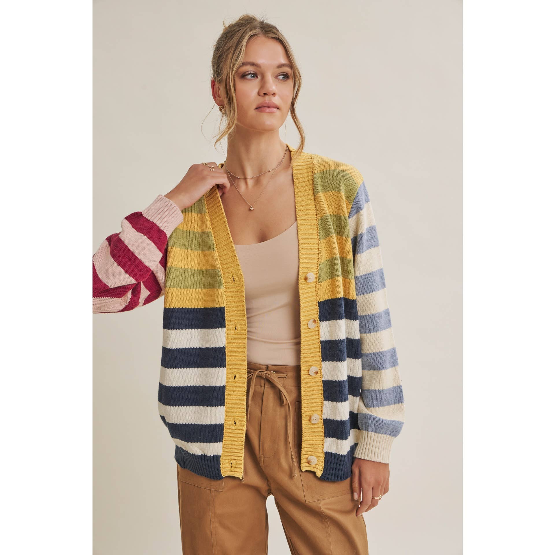 Playful Multi Color Stripe Cardigan