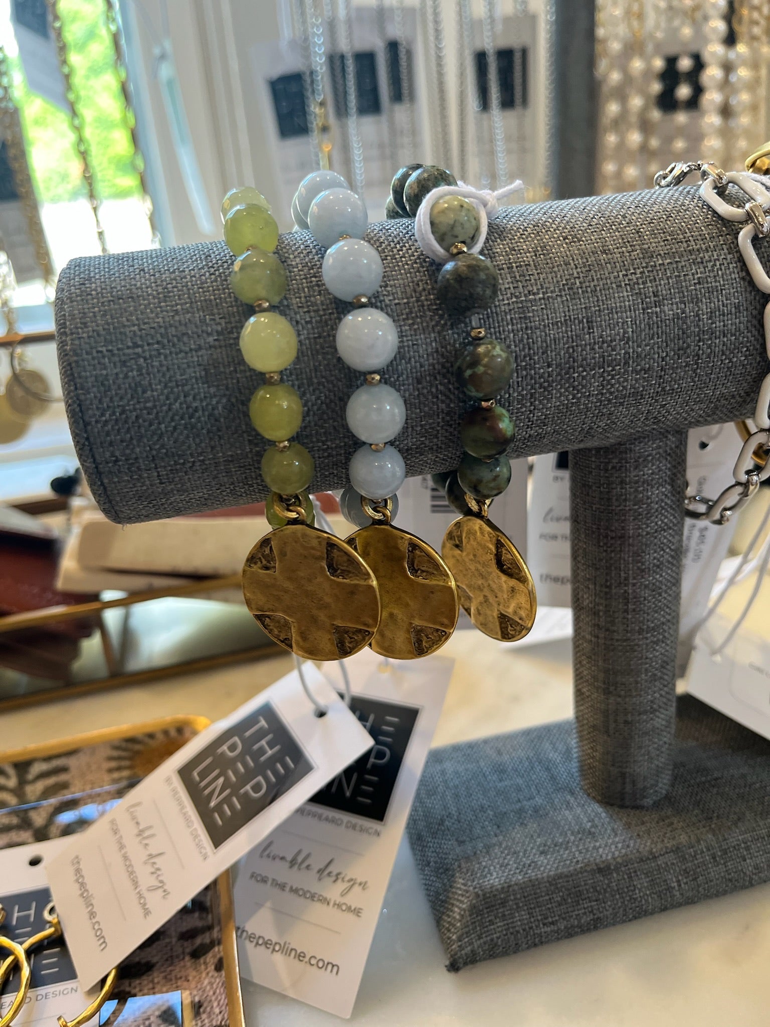 Beaded Cross Coin Bracelet