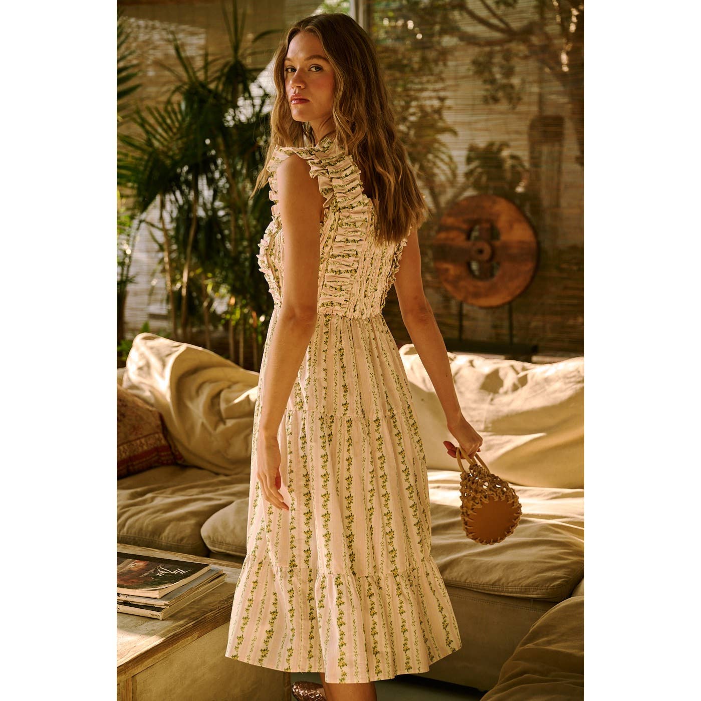 Smocked Floral Midi Dress