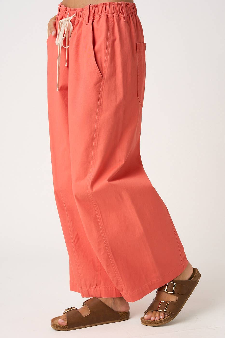 Wide Barrel Leg Drawstring Pants