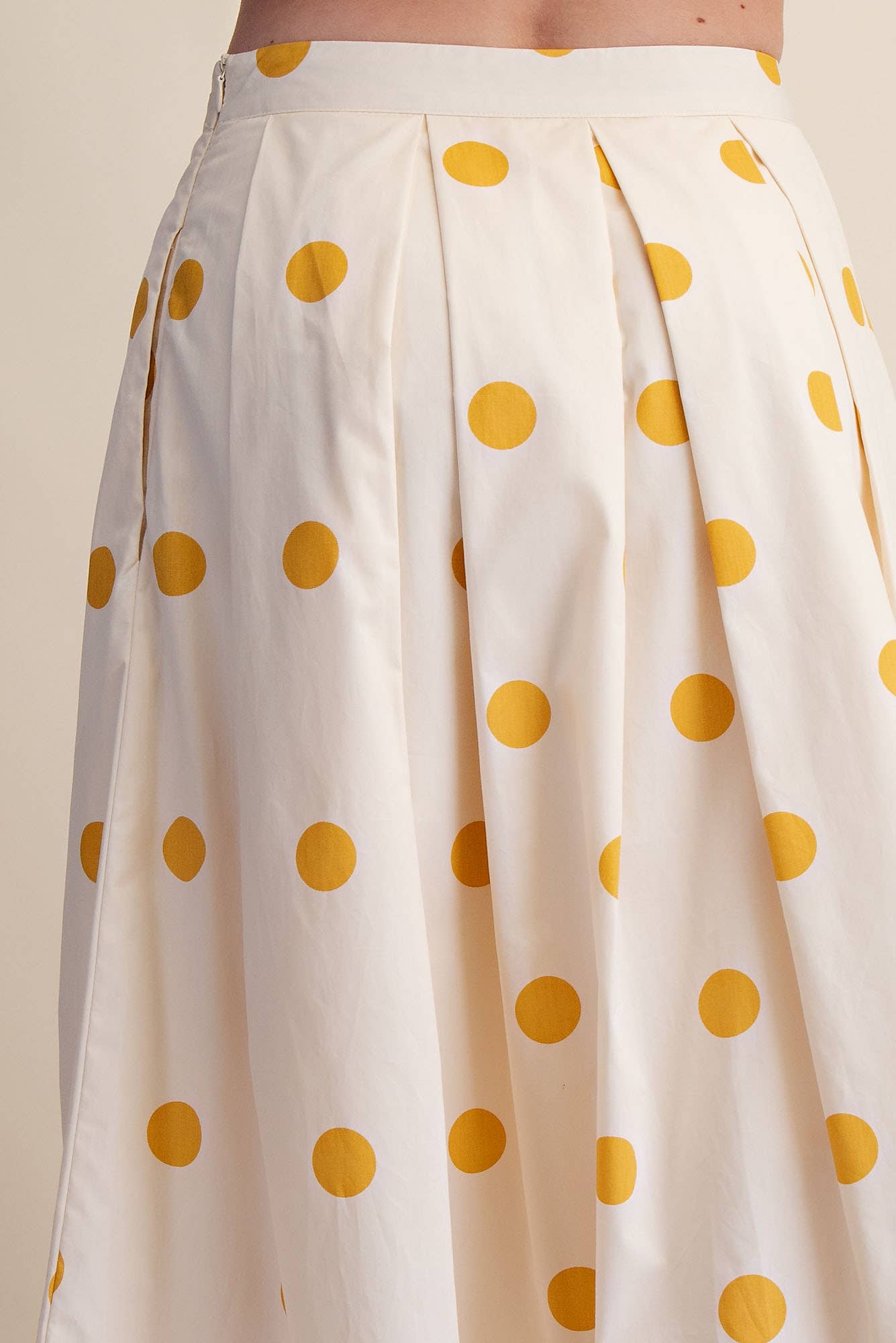 Polka Dot Pleated Midi Skirt