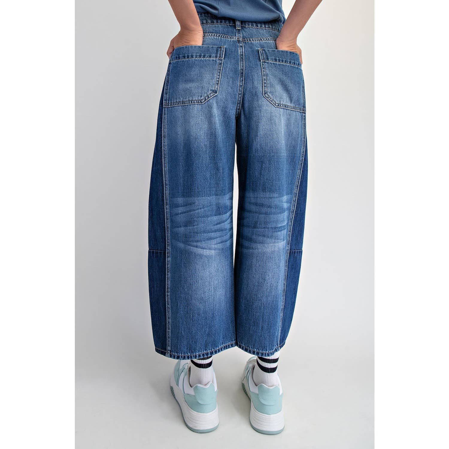 Mixed Denim Barrel Jeans