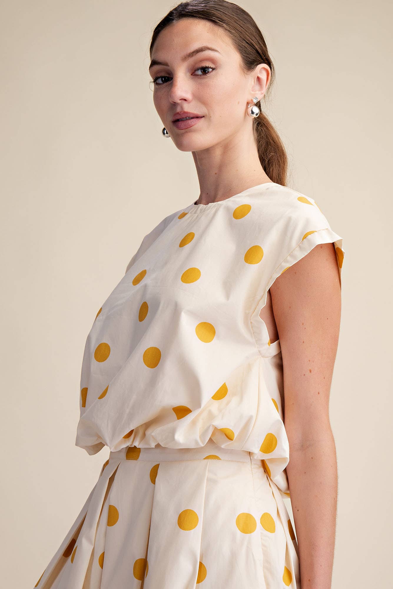 Polka Dot Bubble Crop Top