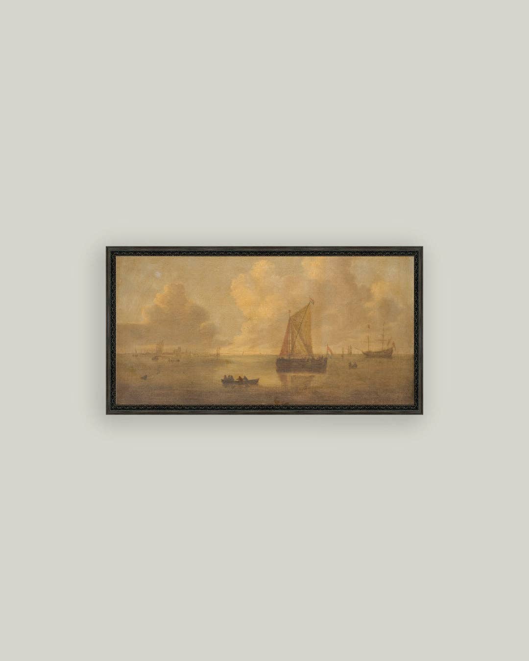 Seascape Town Framed Antique Art
