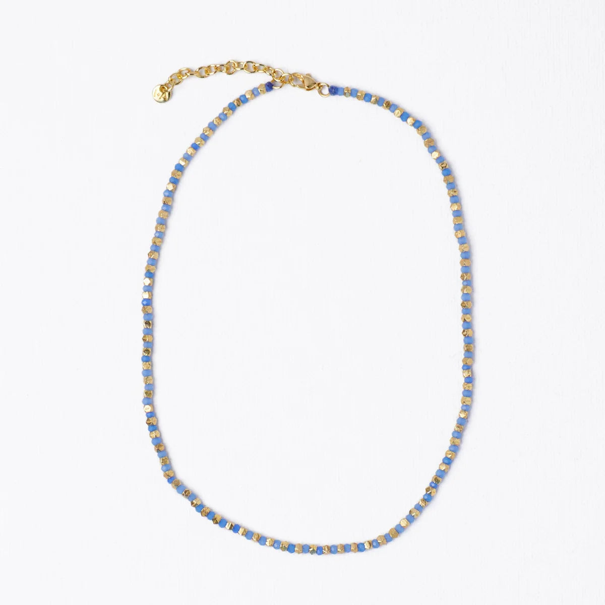 Crystal Necklace With Alternating Brass Beads