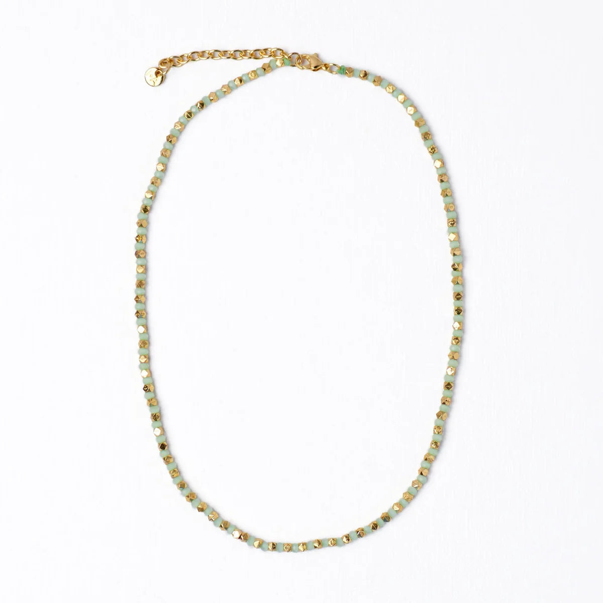 Crystal Necklace With Alternating Brass Beads