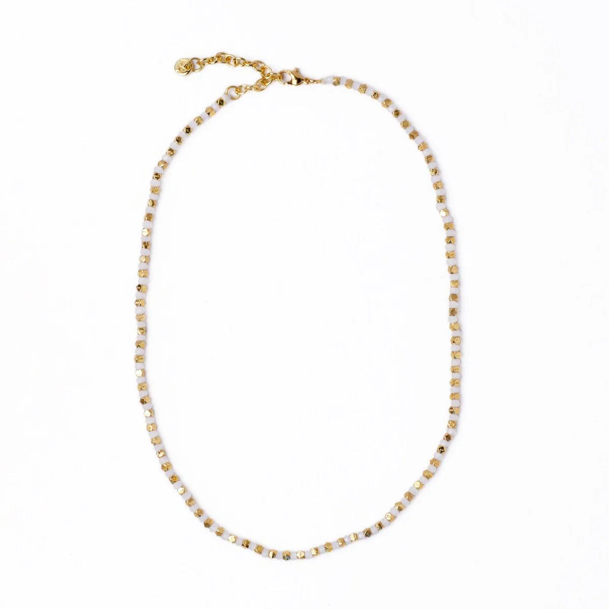 Crystal Necklace With Alternating Brass Beads