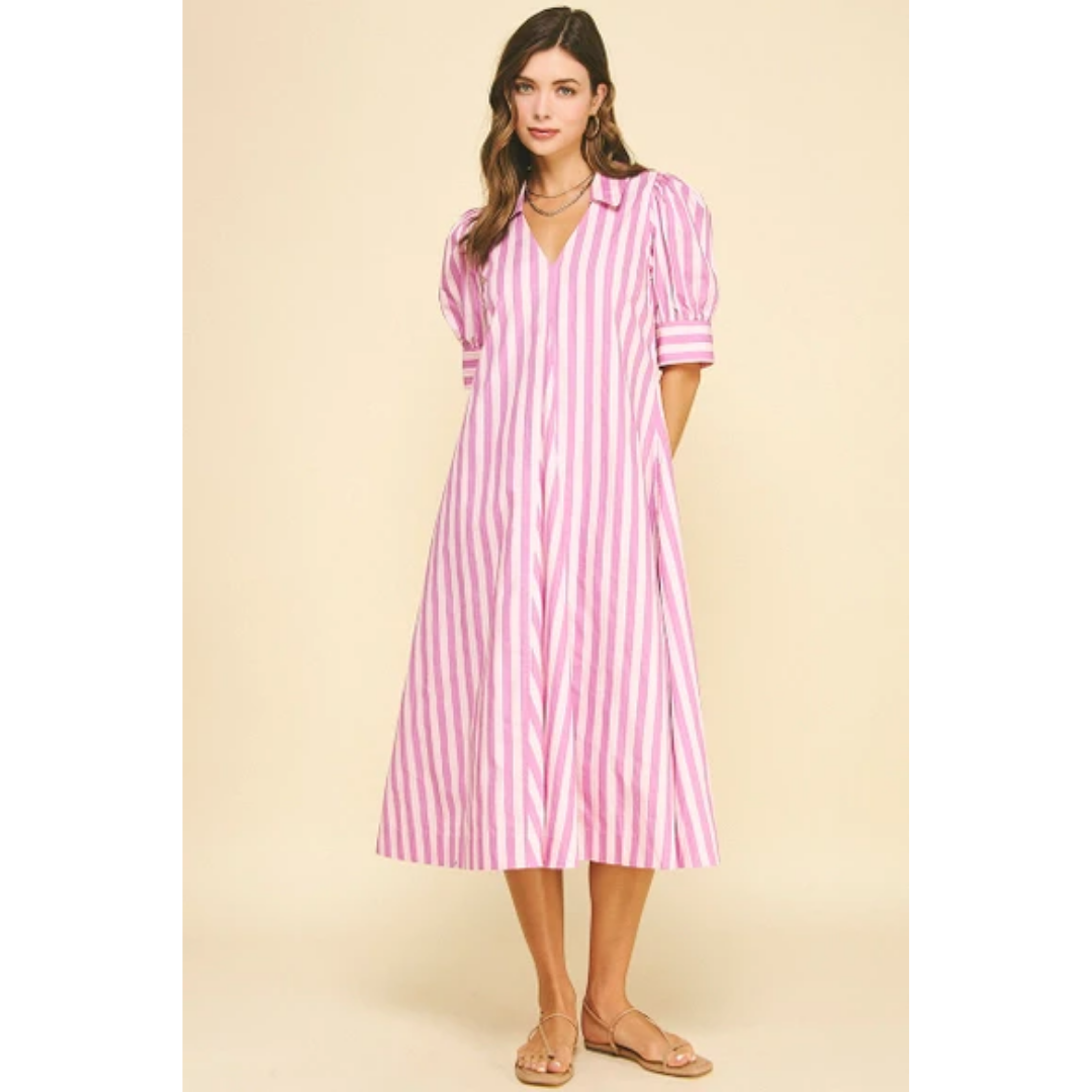 Astrid Striped Midi Dress