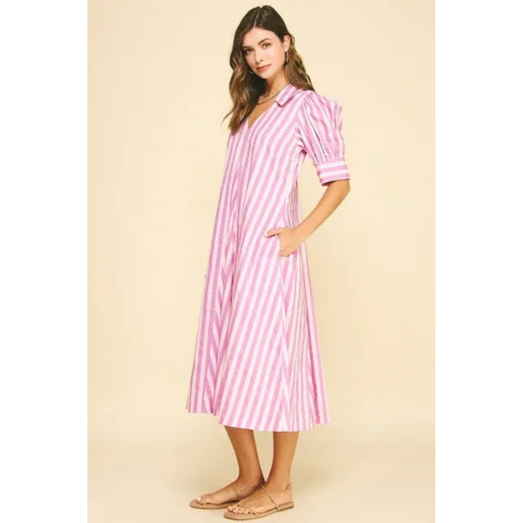 Astrid Striped Midi Dress