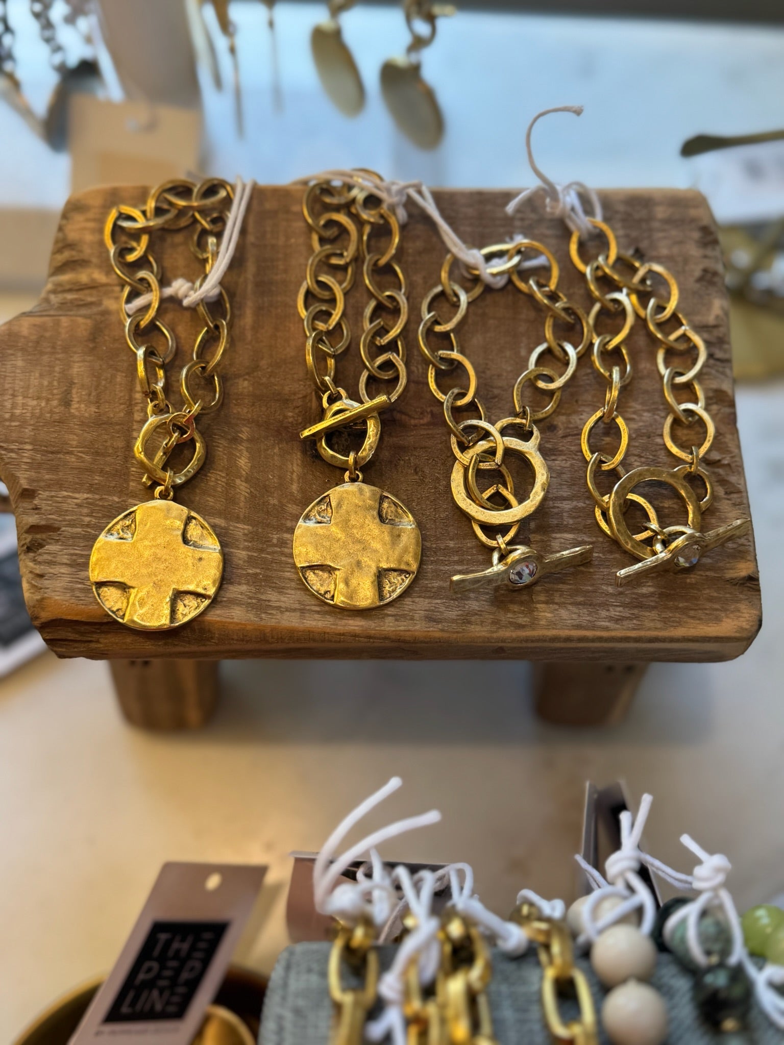 Gold Link Cross Bracelet