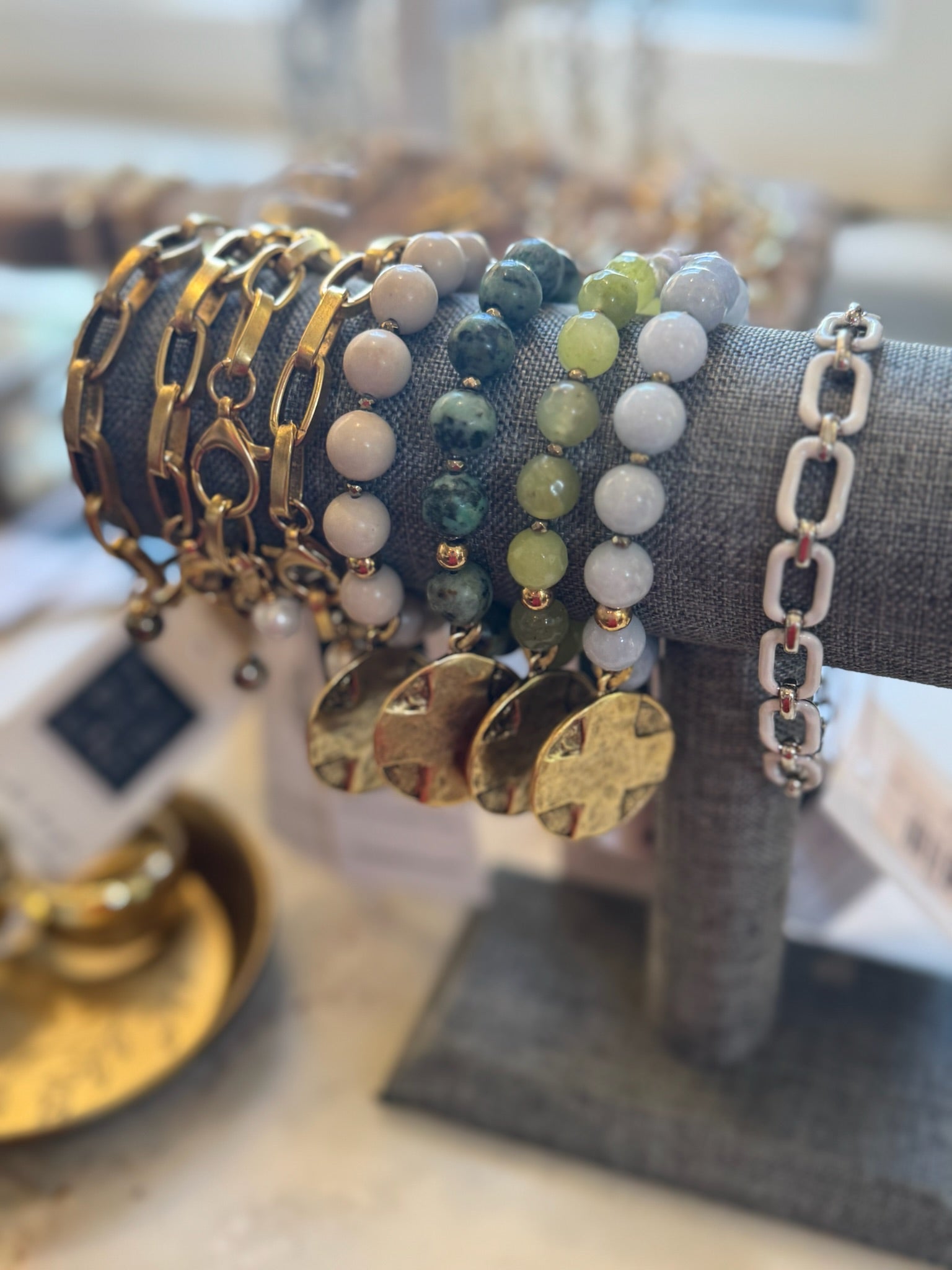 Beaded Cross Coin Bracelet