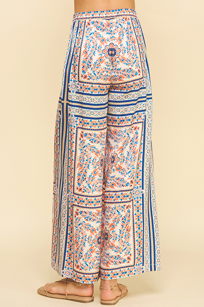 Scarf Print Wide Leg Pant