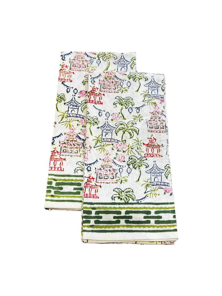 Palms & Pagodas Tea Towel