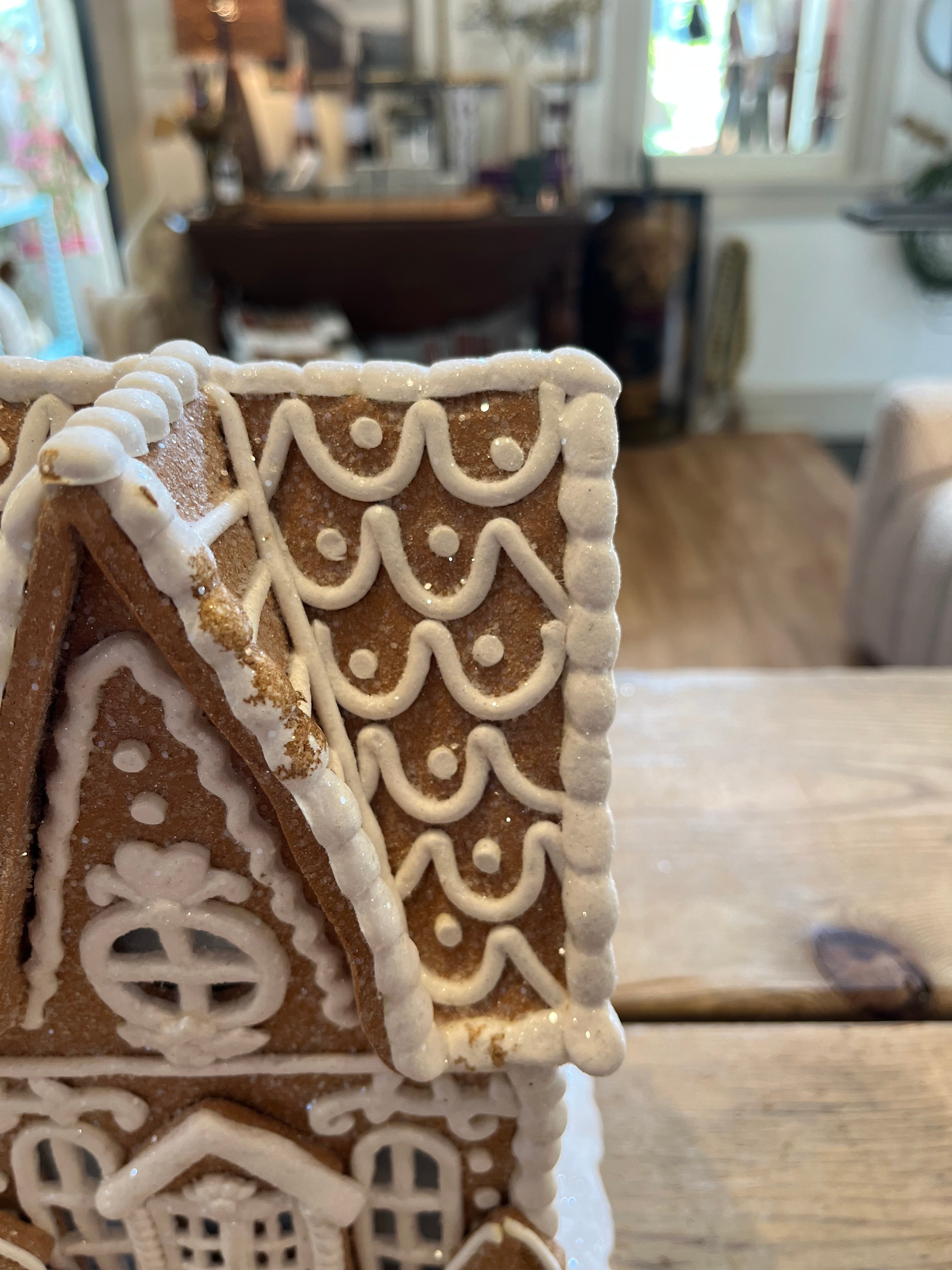 Perfectly Imperfect Lighted Snow Gingerbread House