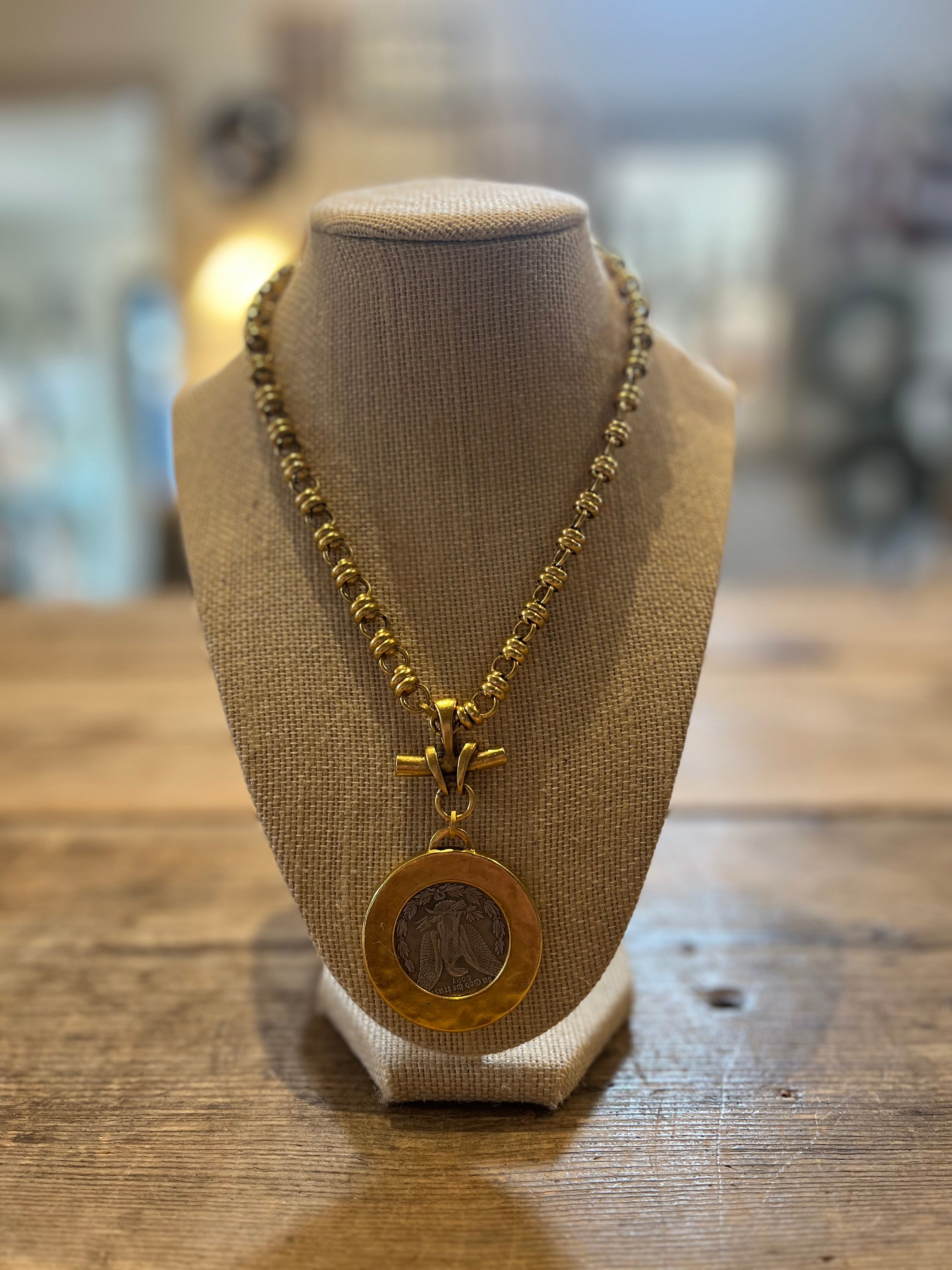Gold Circle Medallion Necklace