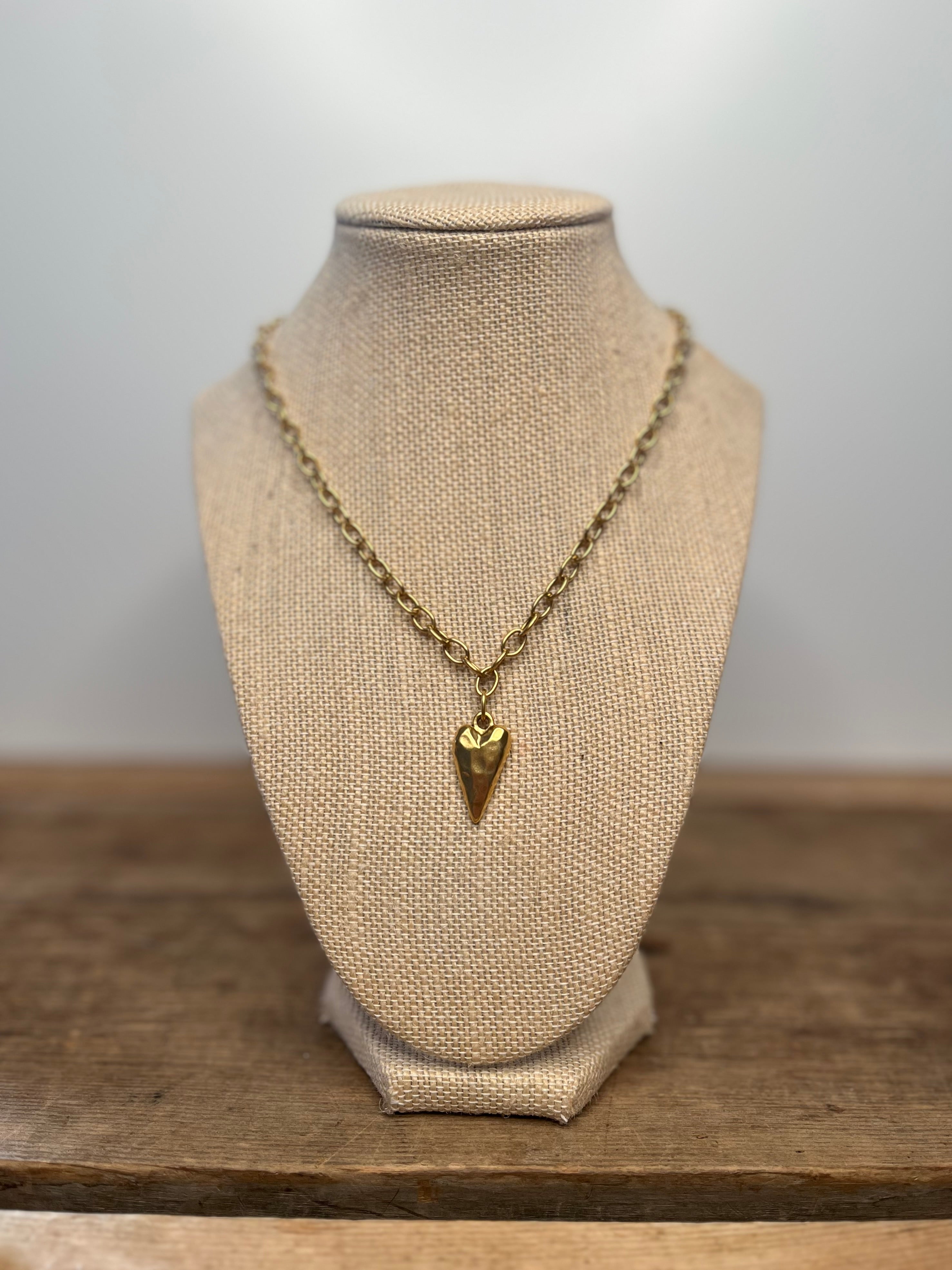Long Heart Gold Necklace