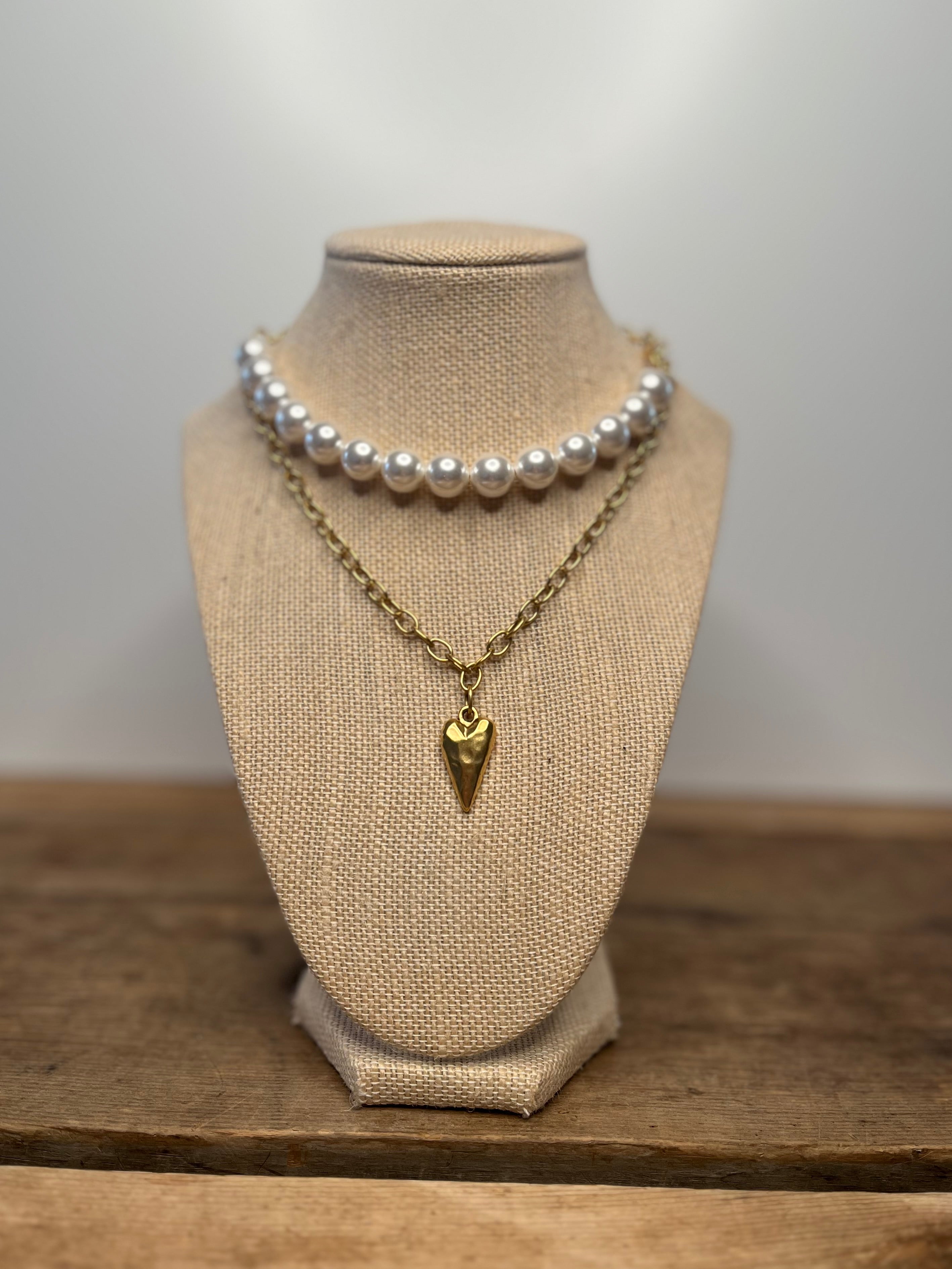 Long Heart Gold Necklace