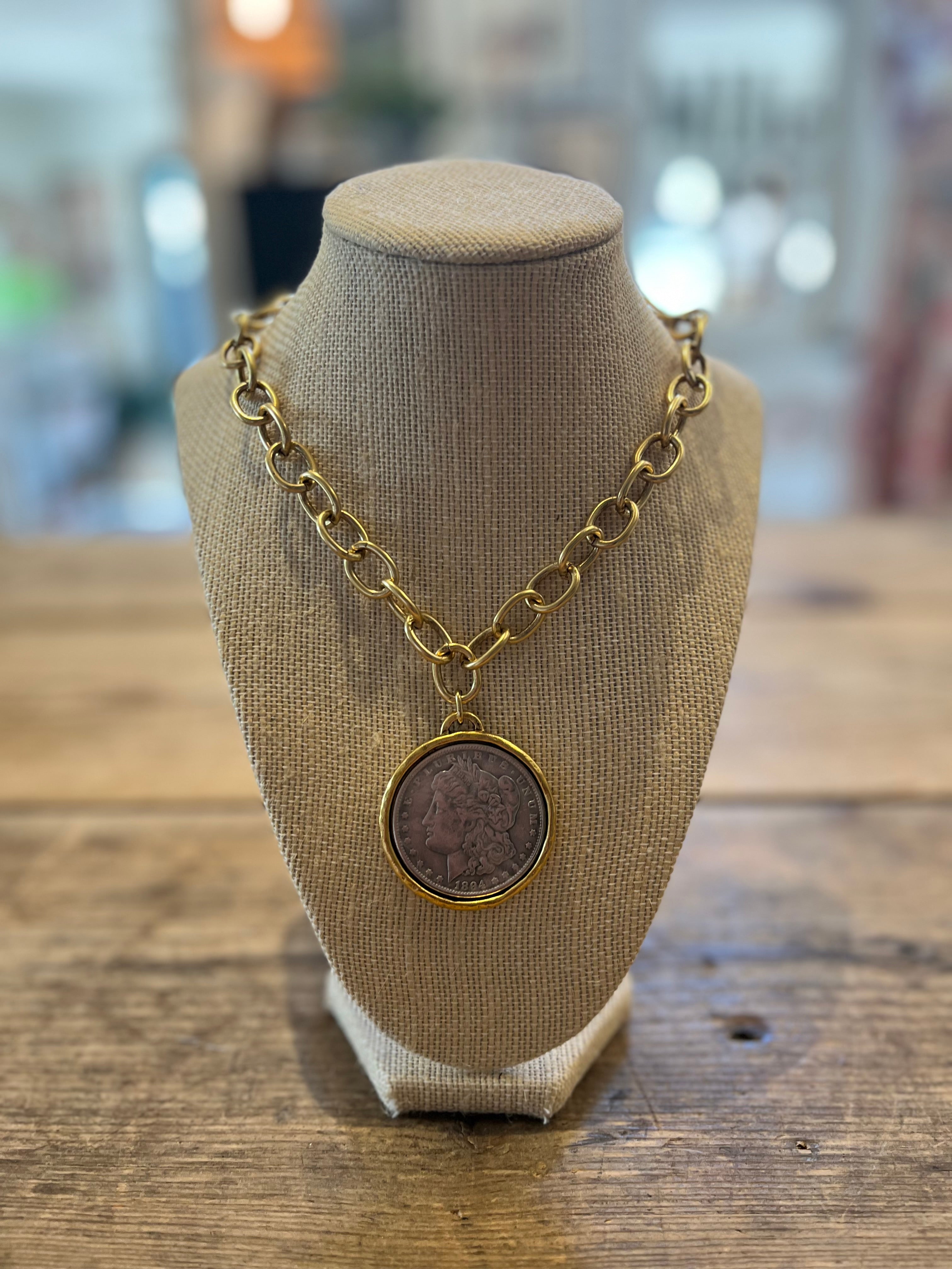 Silver Dollar Coin Necklace