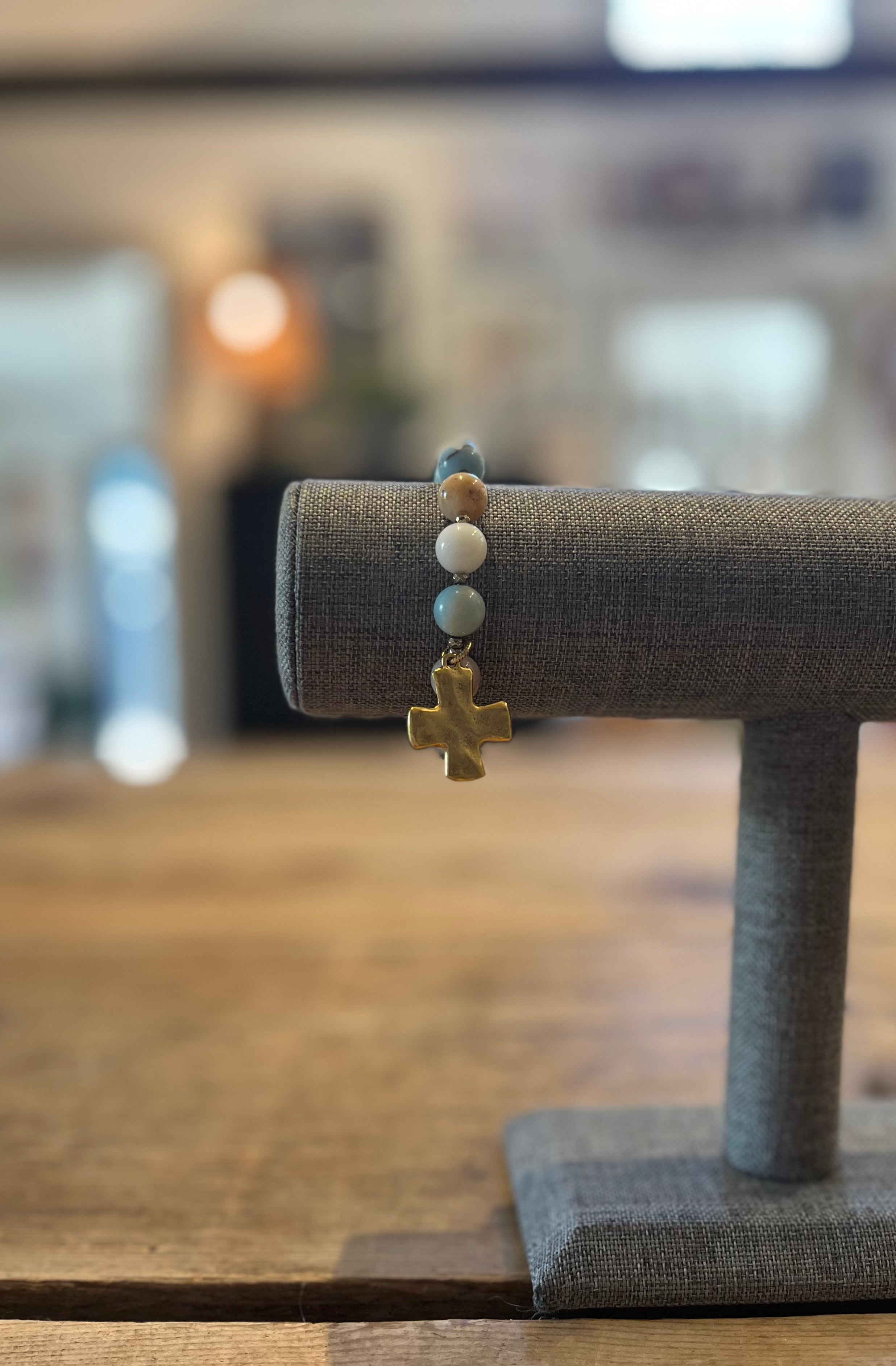 Beaded Equal Arm Charm Bracelet