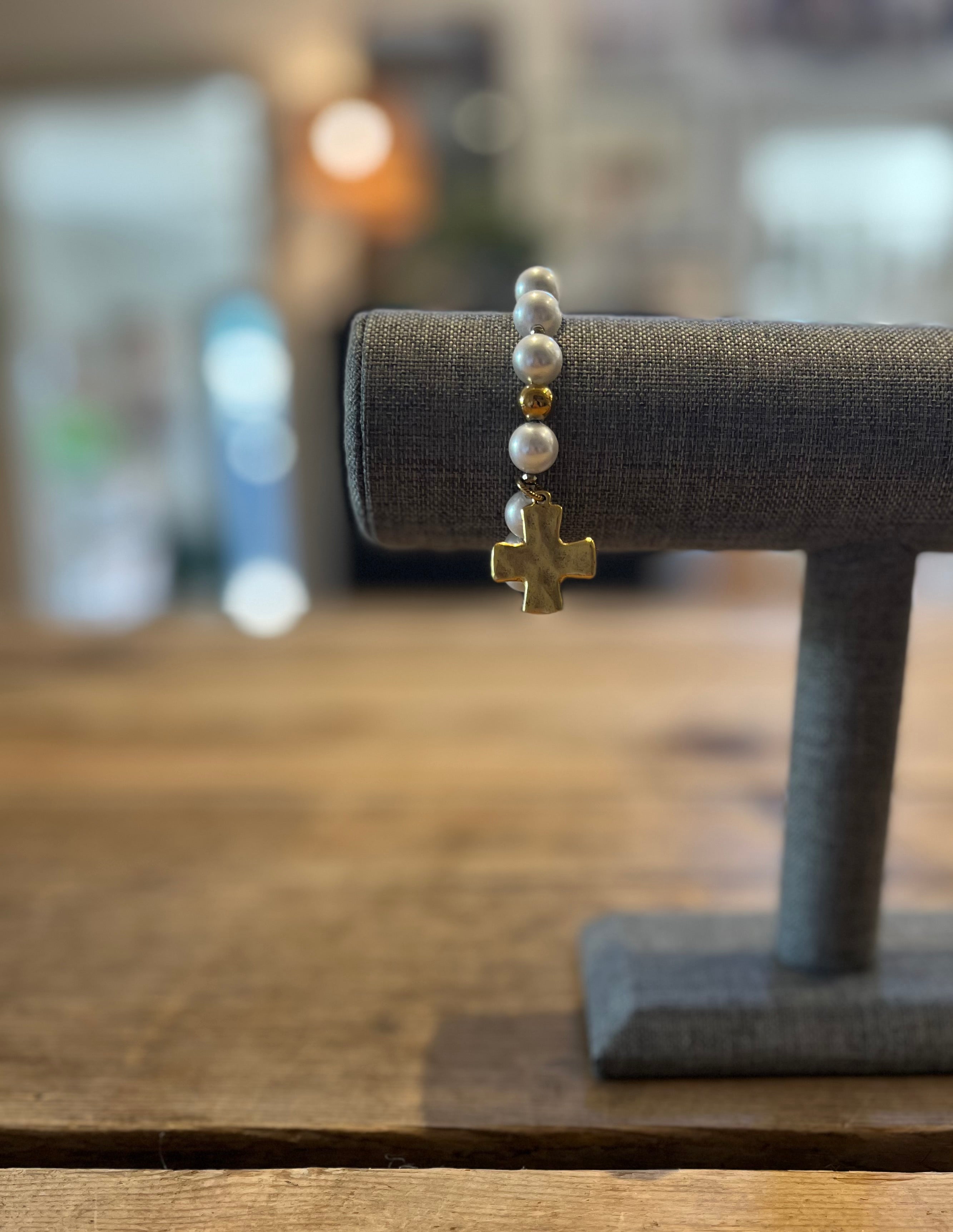 Beaded Equal Arm Charm Bracelet