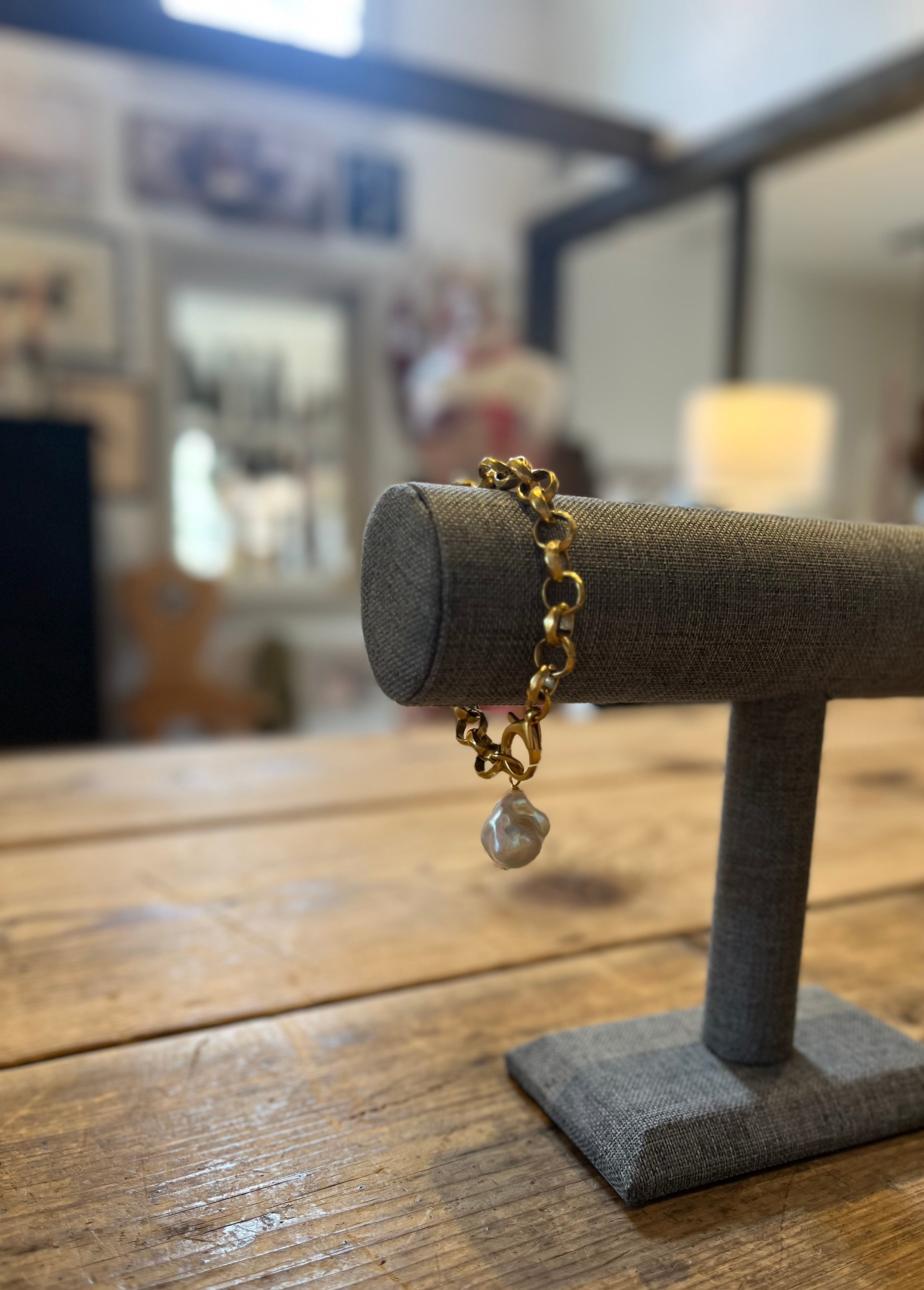 Baroque Pearl Charm Bracelet