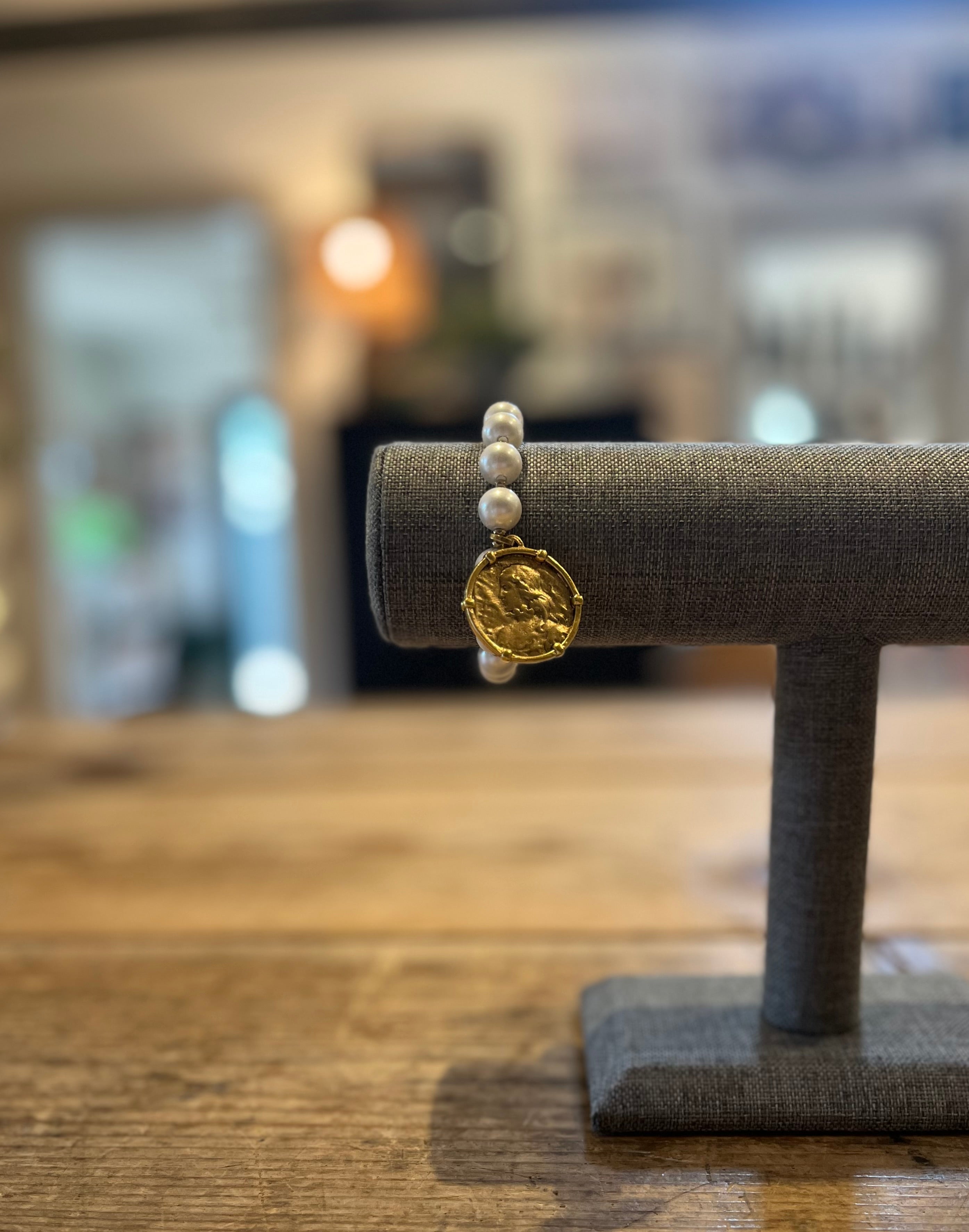 Hammered Coin Beaded Bracelet