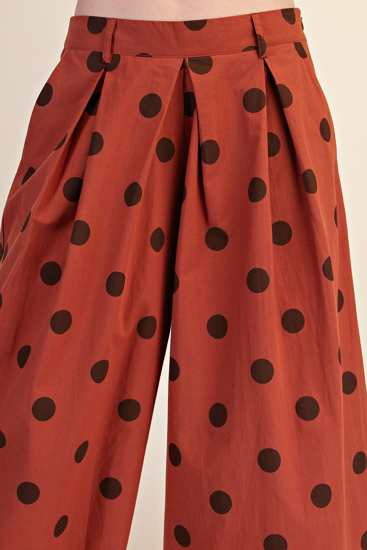 Polka Dot Pleated Top & Wide Leg Pants