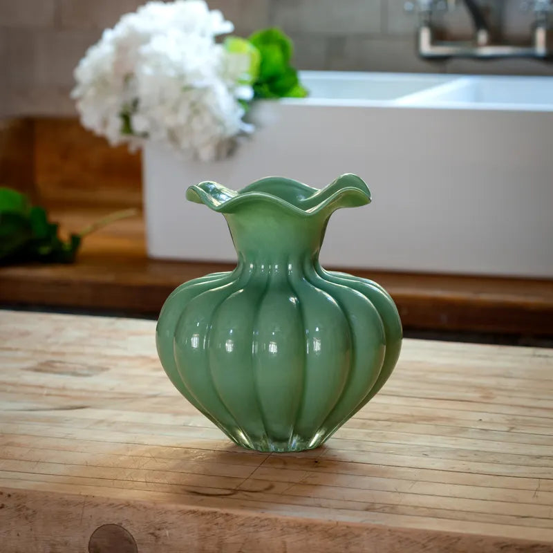 Jade Green Curved Vase