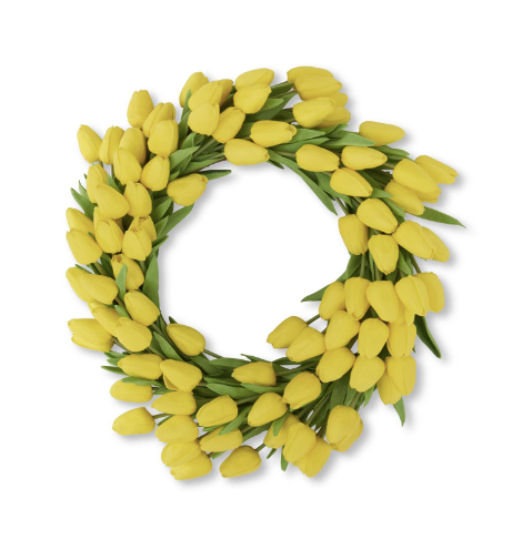Yellow Real Touch Tulip Wreath 22"