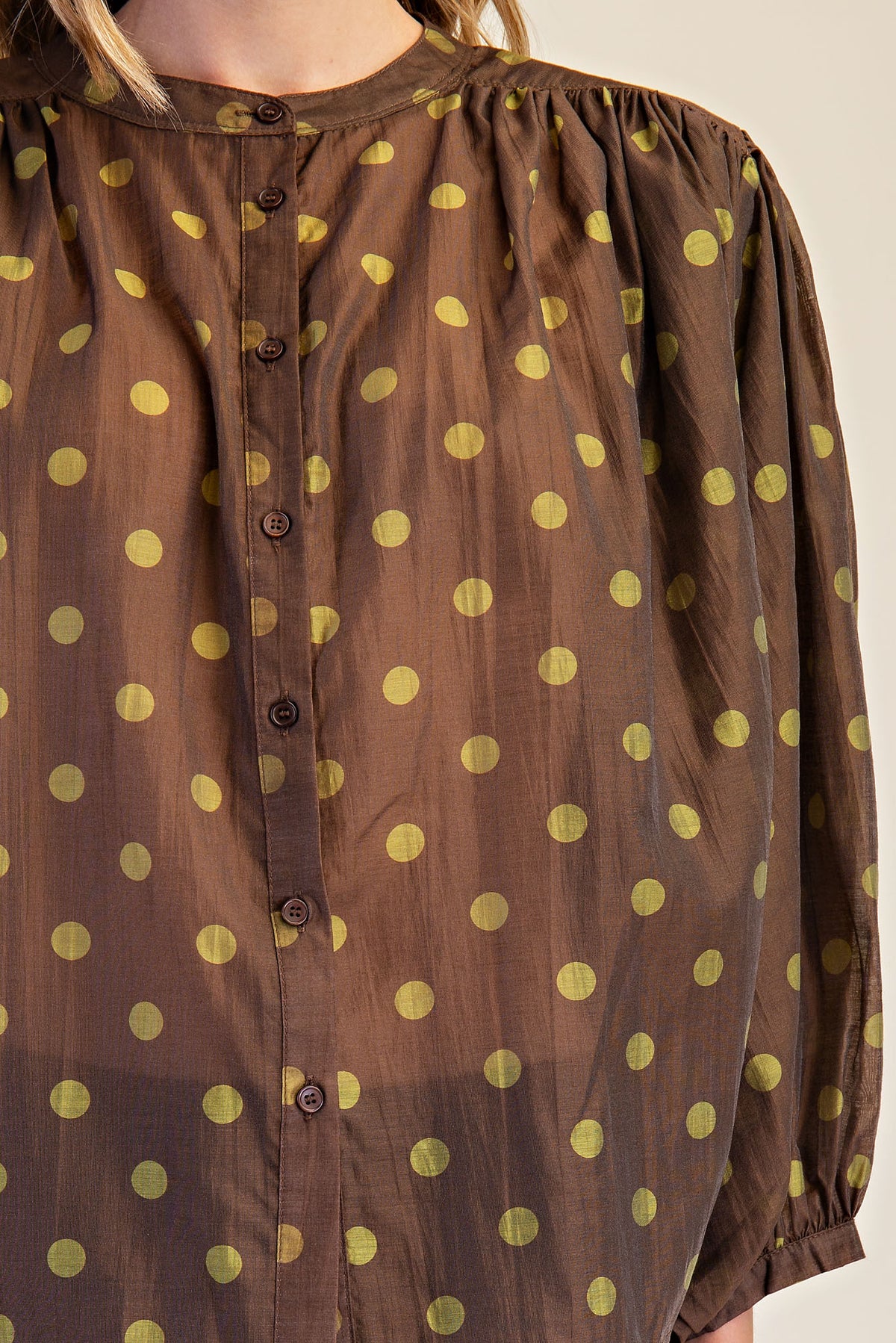 Polka Dot Puff Sleeve Blouse