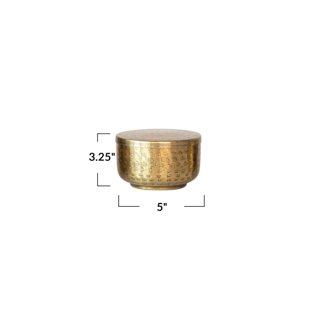 Hammered Brass Round Container