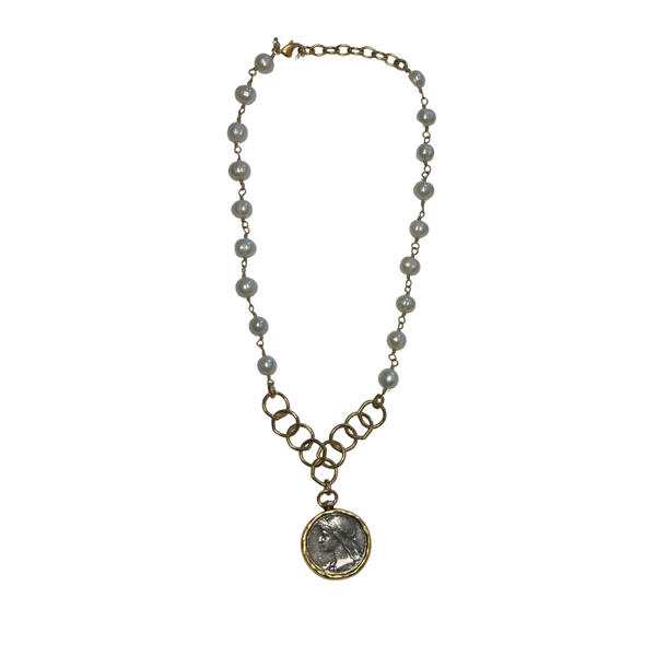 Pearl Antique Coin Necklace