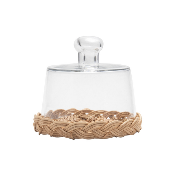 Cloche With Rattan Base