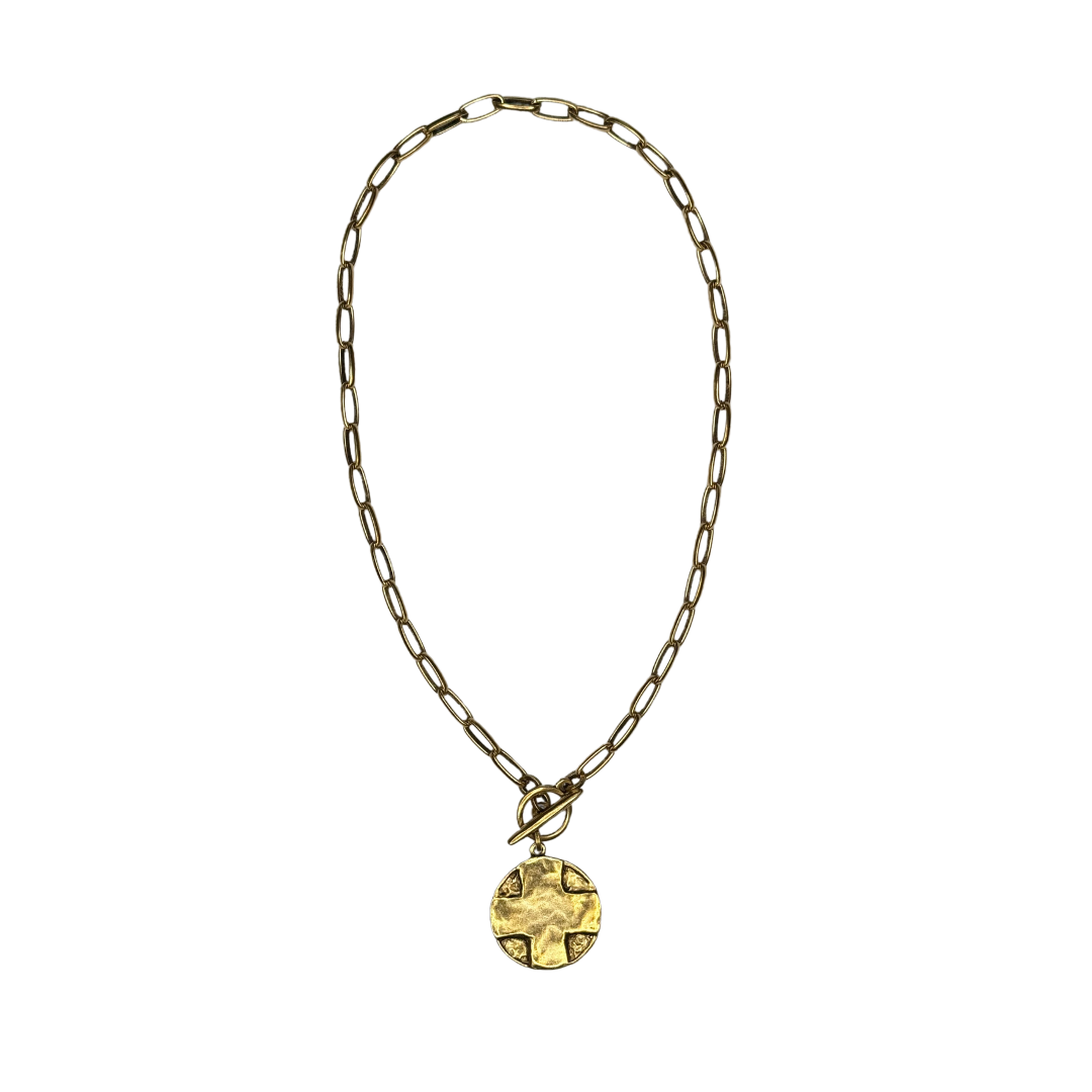 Gold Cross Coin Necklace