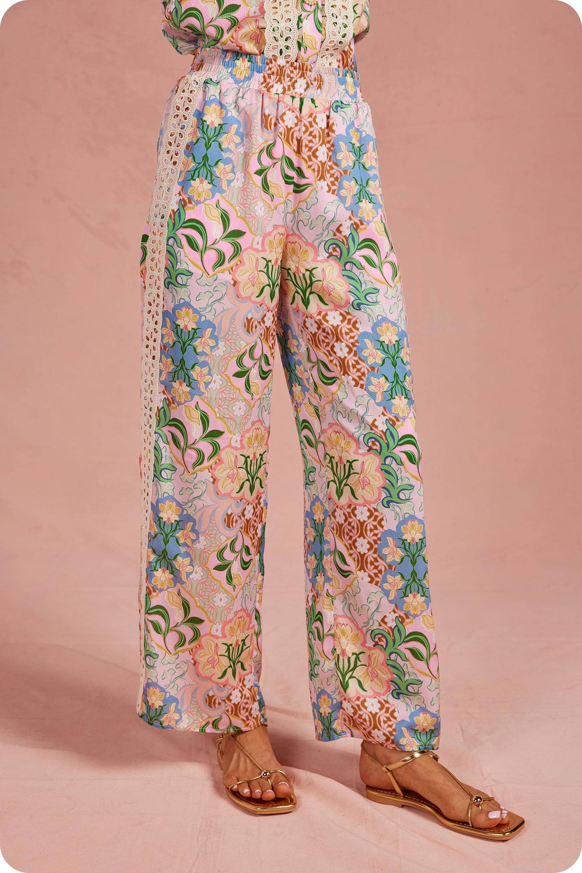 Garden Party Crochet Satin Pants
