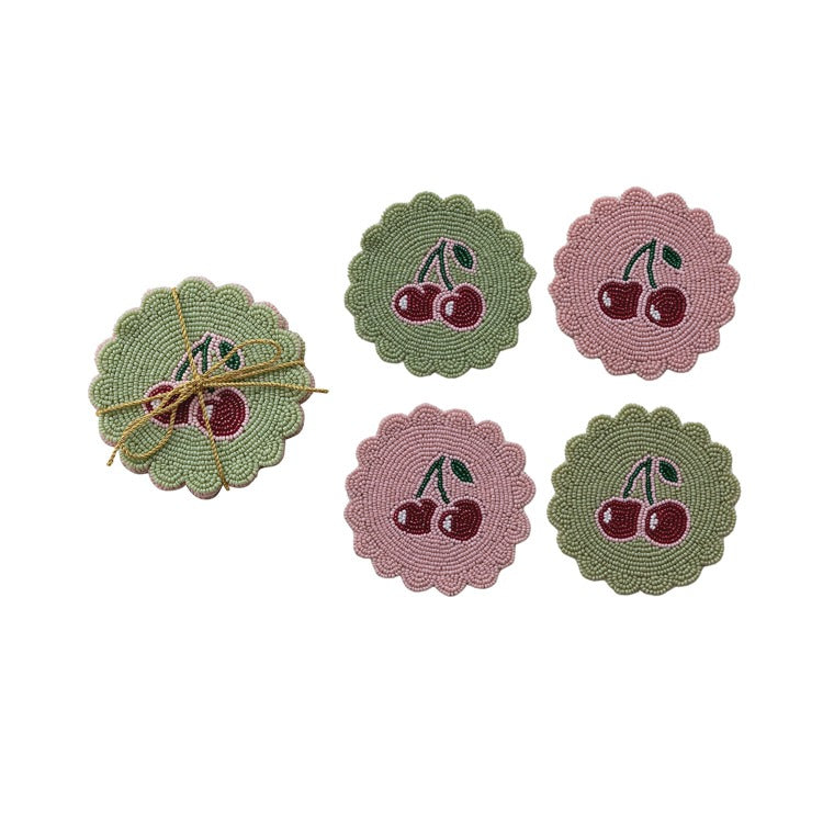 Beaded Cherry Coasters