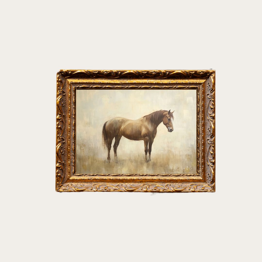 Le Cheval in Brass Gold Frame