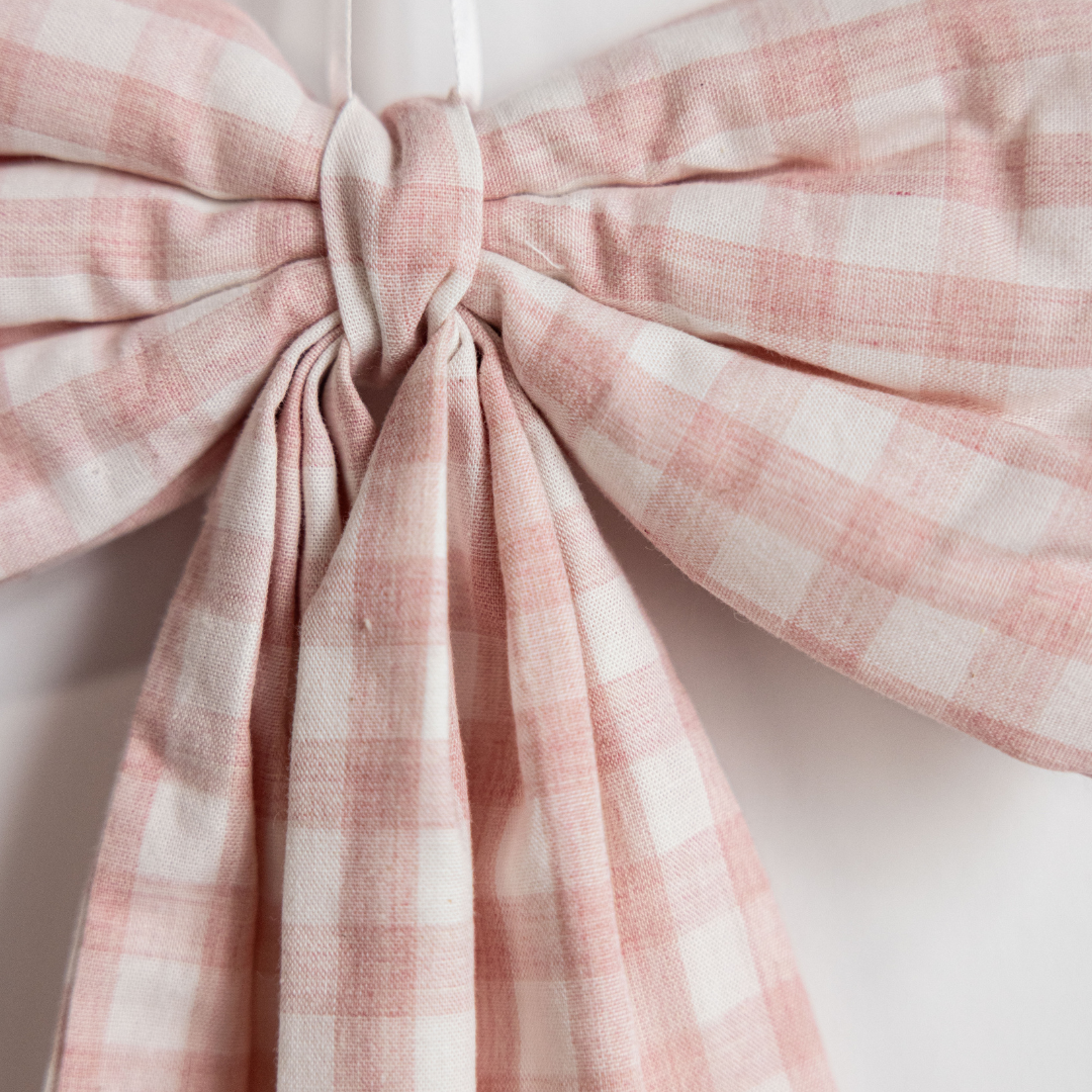 Pink Gingham Fabric Bow