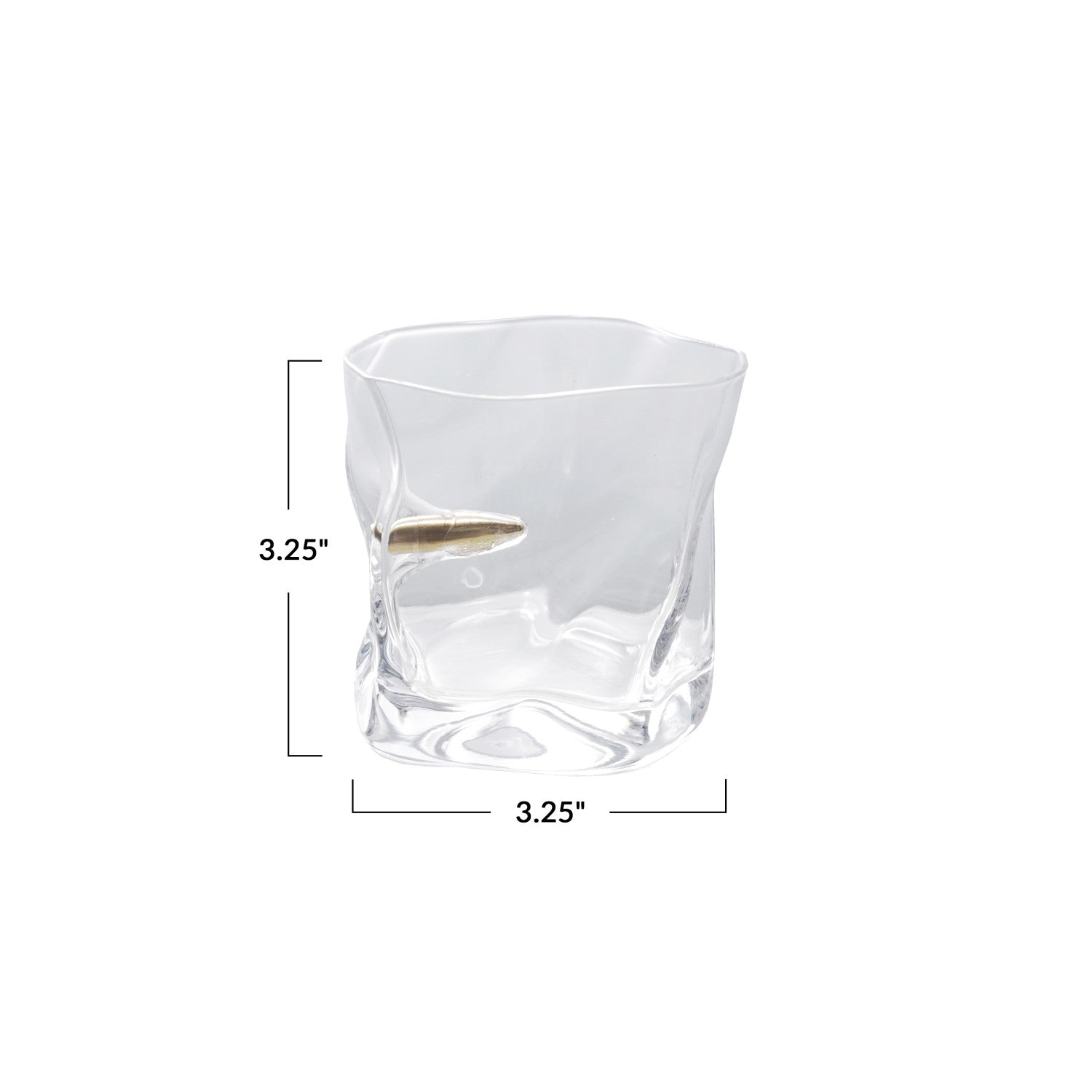 Whiskey Glass with Embedded Gold Finish Bullet