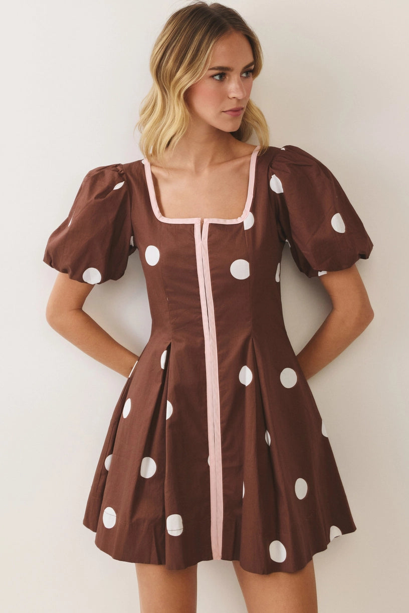 Chocolate Polka Dot Mini Dress