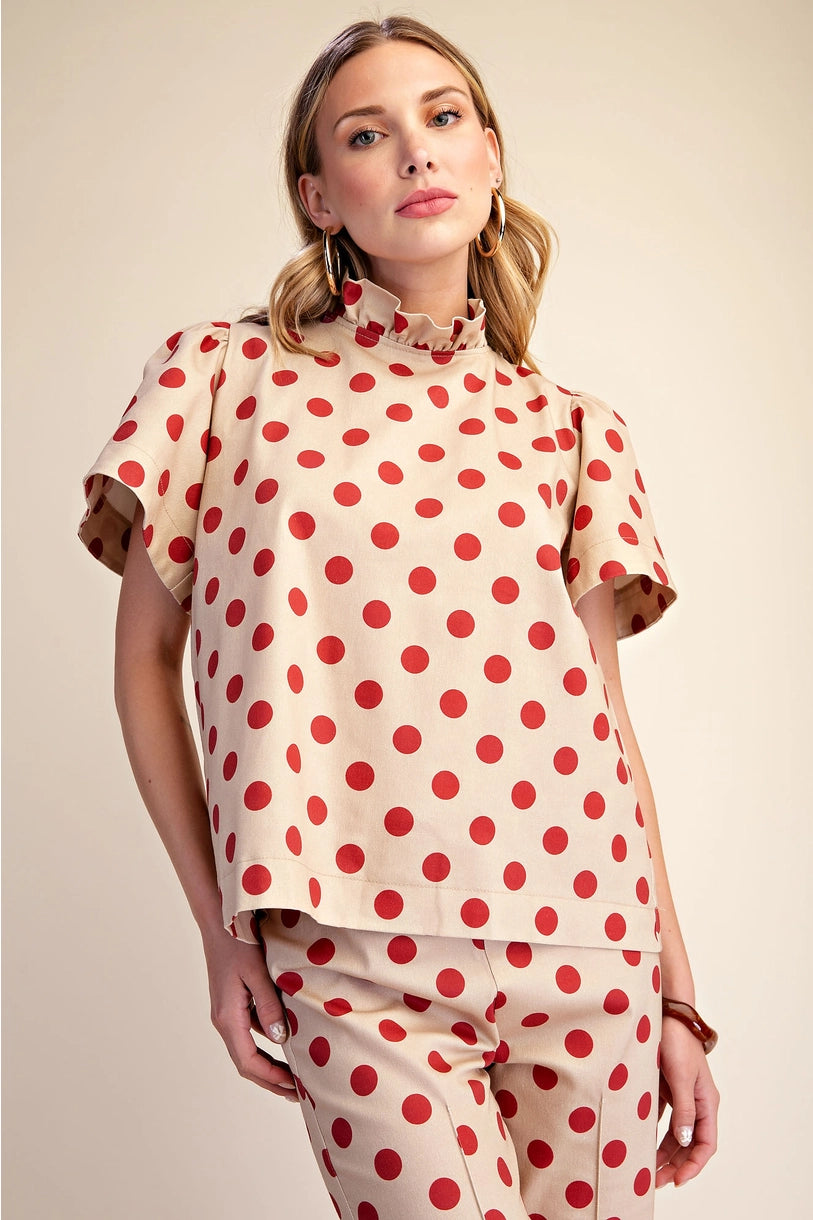 Polka Dot Ruffle Top