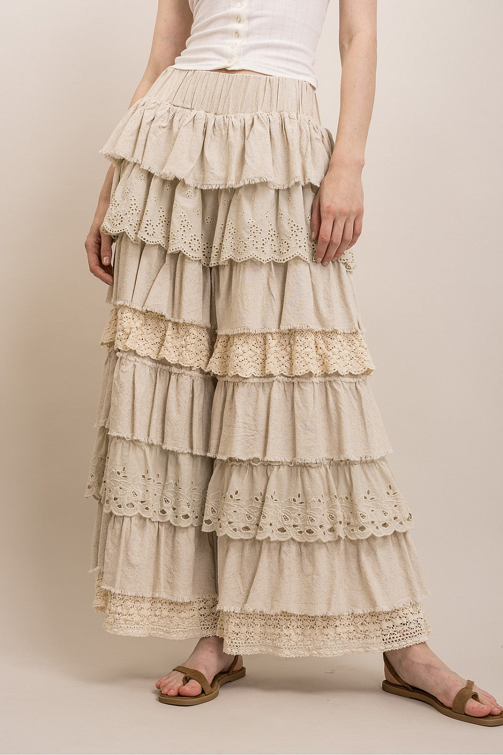 Tiered Lace Ruffle Pants